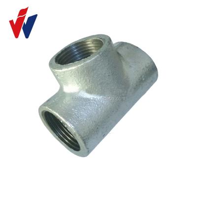 China Hot dipped Q galv and twice baked galv. Hot dipped galv. Single Tee Equal Malleable Iron Pipe Fitting of No. Fig 1130 with BS leads for sale