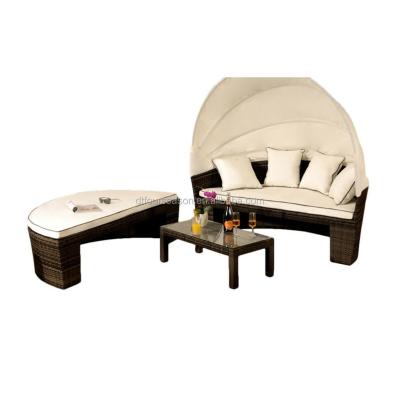 China Garden Set Outdoor Rattan Sun Sofa Day Bed Garden Furniture - Table And Canopy Sofa Set for sale