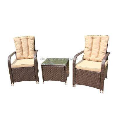 China Garden Set Wicker Rattan 3-Piece Indoor/Outdoor Furniture And Table Set for sale