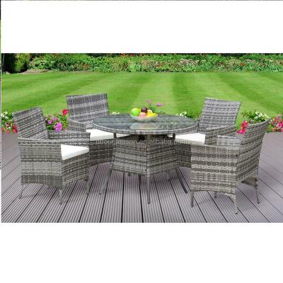 China Garden Set Rattan 5PC Dining Set Outdoor Garden Patio Furniture - 4 Chairs And Round Table for sale