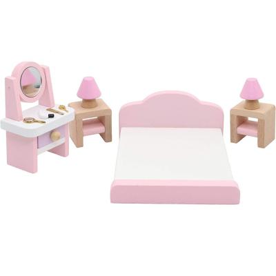 China Preschool Baby Sets Amazon Hot Sale Miniature Children Pretend Wooden Dollhouse Furniture Toy for sale