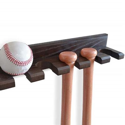 China Outdoor Baseball Sports Factory Best Selling Wooden Baseball Rack Wall Mounted Baseball Display Stand for sale