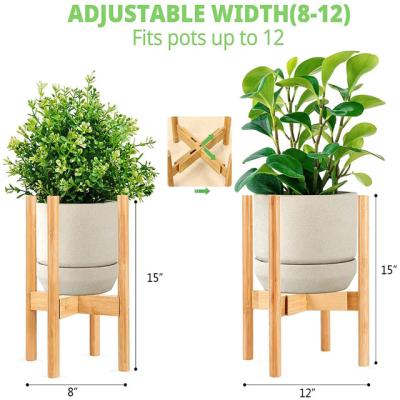 China High Quality Natural Material Flower / Green Plant Bamboo Polished Wooden Adjustable Plant Stand for sale