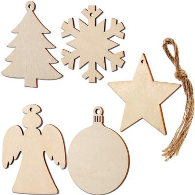 China Custom Polished Xmas Wood Border Decorations Bauble Wholesale Home Business Christmas Ornaments Hanging Decoration for sale