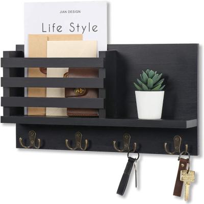 China New Type Minimalist Wall-hung Wooden Decorative Organizer Key Rack Wall Shelf Sundries Storage Box Hanger for sale