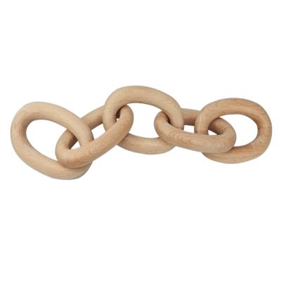 China Minimalist Decor Small Ring Customizable Hanging Wooden Chain Link Ring Environmental Protection Beech Wood for sale