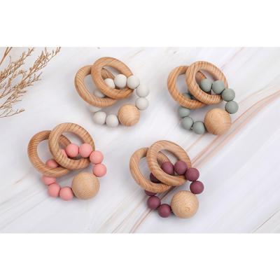 China Europe Best Selling Primary Color Baby Round Shape Beech Wood Organic Wooden Teething Beads for sale