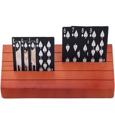 China Wooden Card Game Card Holder Entertaiment Tray Rack Organizer Extended Versions Long Enough For Deck Canasta for sale