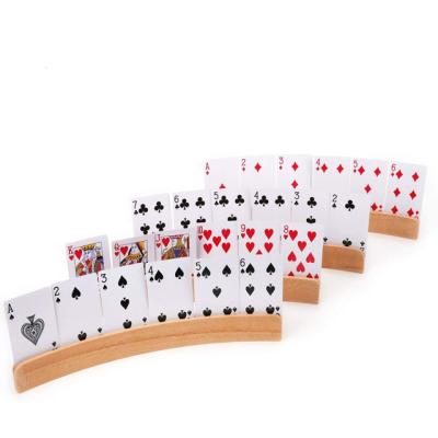 China Entertaiment Playing Cards Factory Custom Beech Wood Wooden Playing Card Holders - Set of 4 for sale