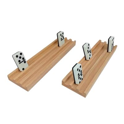 China Pine Set Of 4 Of Domino Rack Set With Beech Material For Domino Game Set for sale