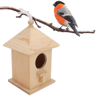 China Breathable Wooden Bird Feeder Houses Nest Hanging Aviary With Lock Indoor Outdoor Garden Patio Yard for sale