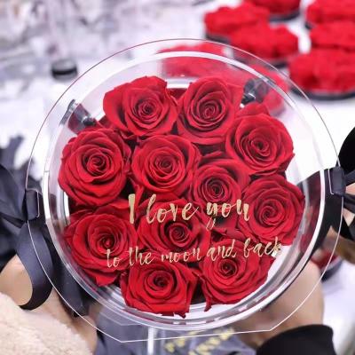 China Wholesale Natural Real Preserved Roses Roses Preserved Forever Roses Sweet Bags For Wedding Birthday 24*24*8.4cm for sale