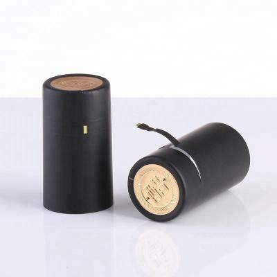 China PVC Tear Tape Wine Bottle Heat Shrink Cap Sealing Cover Embossed Logo 30mm Wine Bottle Capsule for sale