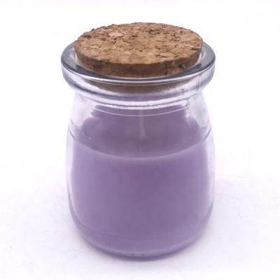 China Flameless Pudding Cup Jelly Cup Lavender Fragrance Aroma Glass Candle With Cork Lid for sale