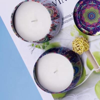 China Mini Good Scented Multicolor Smokeless Burning Soy Wax Scented Tin Candle in Tin Jar for sale