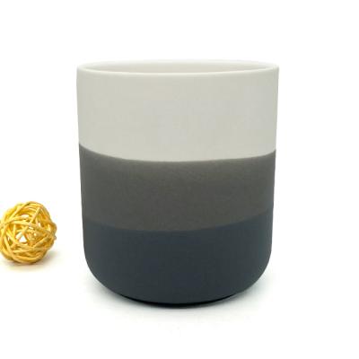 China TC28 Home Decoration Empty Ceramic Candle Holder Gradient Color Candle Container For Soy Wax Scented Candle for sale