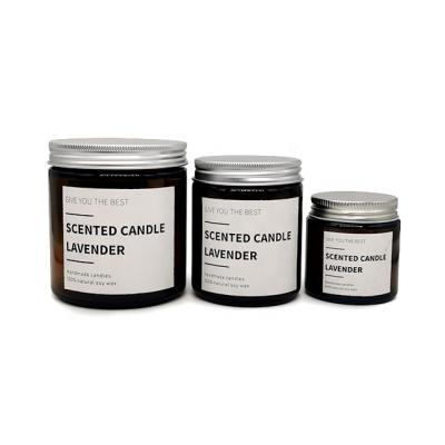 China Who respects the environment. Stocked Three Size Private Labels Glass Container Stock Custom Candle Jars For Making With Metal Lid for sale