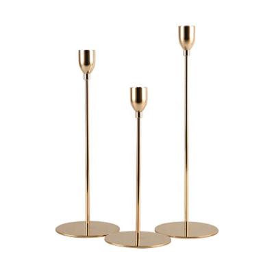 China Weddings / Dinner Table Top Three Height Mounted Gold Color Metal Candlestick Candle Holder For Wedding And Dinner for sale