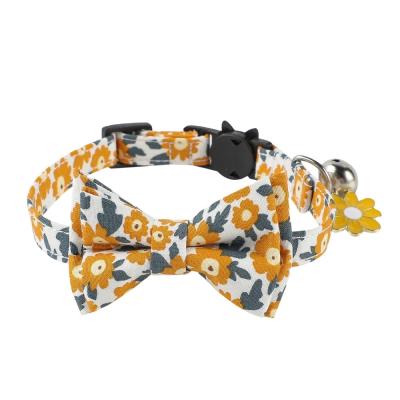 China Delicate Design Padded New Arrival In Common Multi Color Pet Cat Collar Dog Bow Tie Cat Collar With Bell for sale