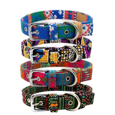 China Best Thoughtful Canvas Wholesale Pet Supplies Cat Dog Collar Products Bohemia Printing Dog Collars for sale