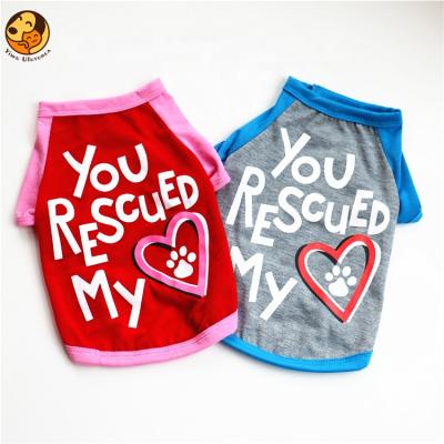 China New Style Viable Pet Clothes You Saved My Little Heart Print Wholesale Summer Pet Cat Dog T-Shirts for sale