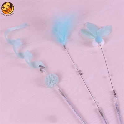 China Safety Viable High Quality Feather Funny Pet Toys Cat Teaser Stick Interactive Toys for sale