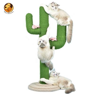 China Viable Plant Sisal Hemp Pet Toys Climber Cat Scratcher Cactus Cat Activity Modern Luxury Green Tree for sale