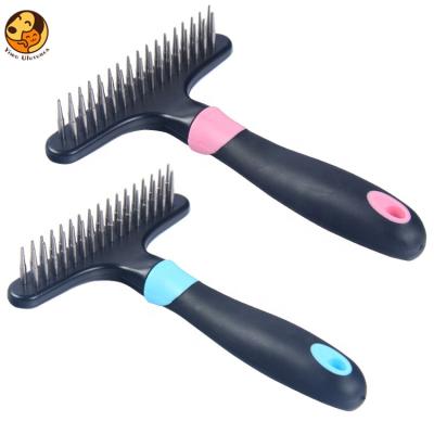 China New Design Sustainable Cat Dog Hair Fur Brush Stainless Steel Pet Grooming Brush for sale