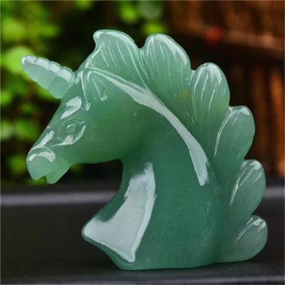 China China Natural Stone Aventurine Jade Ornaments Aventurine Jade Rough Carving Horse Head Ornaments Crystal Decoration for sale