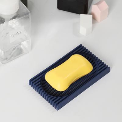 China Soap Sanga Wholesale Seifenschale Square Auto Drain Silicone Plastic Soap Dry Easy Bar Tray Holder Bathroom for sale