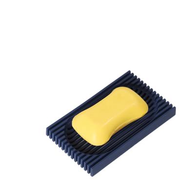 China Wholesale Seifenschale Square Self-Draining Silicone Plastic Soap Dry Easy Bar Tray Holder Bathroom for sale