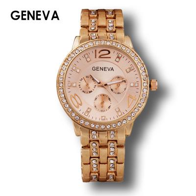 China Rose Gold Gem Quartz Female Waterproof Fashion Watch Factory Steel Wholesale for sale