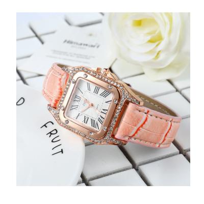 China Small square waterproof watch Rhinestone-encrusted fashion women's belt quartz watch factory wholesale for sale