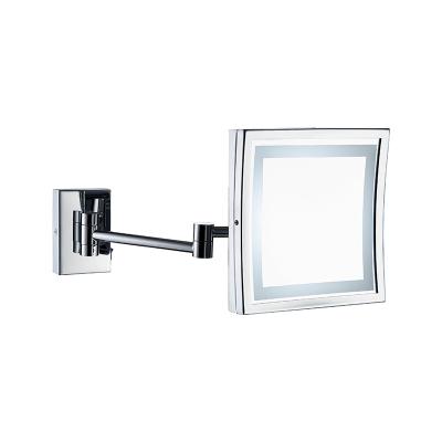 China Professional Hotel Square Enlarging Smart Wall Magnifying Led Bathroom Folding Mirror for sale