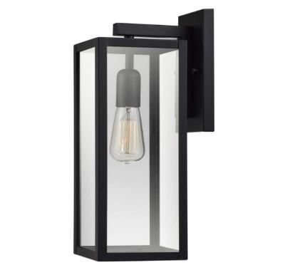 中国 Classic outdoor tempered glass die casting aluminum black box e27 bulb lantern wall light matte 販売のため