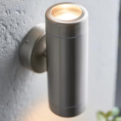 China Stainless steel ip44 GU10 2*35W modern outdoor tempered glass down cylinder water proof garden light zu verkaufen