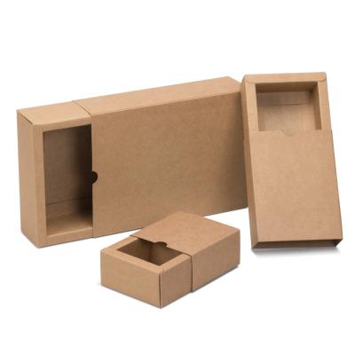 China Recycled Materials Customized Rectangular Kraft Paper Craft Box Drawer Box Packaging Paper Craft Box Cardboard Gift Boxes With Lid for sale