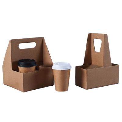 China Recycled Materials Customized Brown Kraft Box Cardboard Tea Wrapping Paper Take Out Coffee Boxes For Bottles for sale