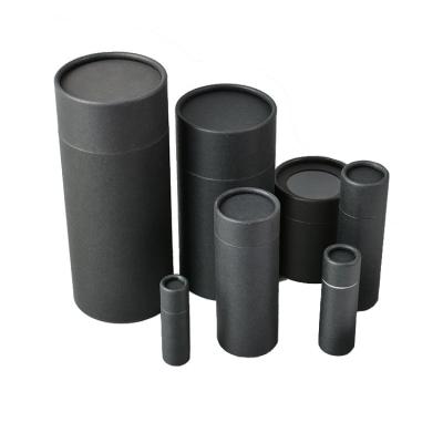 China Recycled Materials Seller Gift Chinese Scarf Packaging Kraft Paper Cylindrical Cardboard Box Black Paper Box For T Shirts for sale