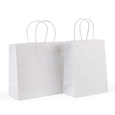 China Recyclable Custom Restaurant Food Delivery Take Out Bag Packaging Bakery White Paper Bag For Food Caterer for sale