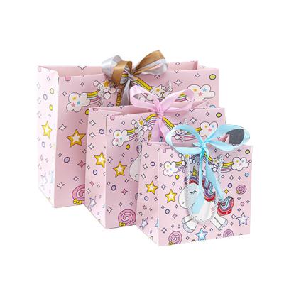 China Custom Personalized Printed LOGO Luxury Gift Bags Shopping Recyclable Cardboard Manufacturer Pink Paper Bags with Handles for sale