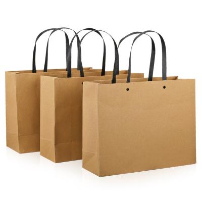 China Recyclable Cheap Recycled Printing Logo Grocery Shopping Packaging Paper Custom Shop Bags Brown Kraft Paper Bags With Handle for sale