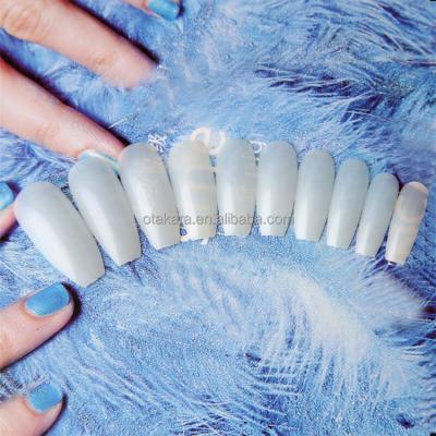 China 600Pcs Design Ballerina Coffin Shape Cover Acrylic Nail Art Tips Decors Beauty Manicure Artificial Nail Tool for sale