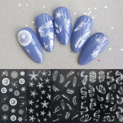 China 3D 5D Nail Sticker Swan Bee Goldfish Flowers Nail Art Manicures Accessories Ombre Design Transfer Decals Slider DIY Decoration for sale