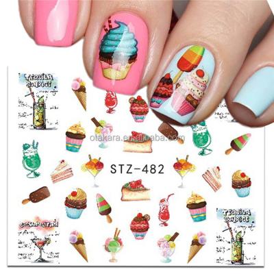 China 1 2D Delicious Nail Art Tattoo Decor Manicure Art Water Decal Sticker For Sheet Cake Cool Drinks Ice Cream Slider Nail for sale