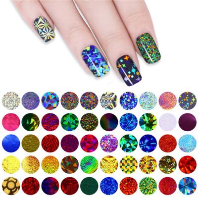 China 10 Pcs 2.5*100cm 2D Holographic Nail Foil Set Transparent AB Color Nail Art Transfer Sticker Manicure DIY Holo Sticker Decorations for sale