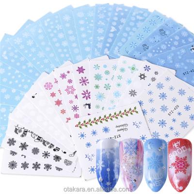 China 30pcs/set 2D Snowflake Polish Nail Sticker Pure White Christmas Decals Nail Art Decorations Water Sets Winter Tools for sale