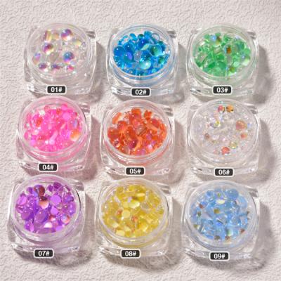 China 3D Candy Colors Mixed Size Mermaid Crystal Beads ab 3D Glass Nail Art Round Rhinestones DIY Flatback Acrylic Stones Decorations for sale