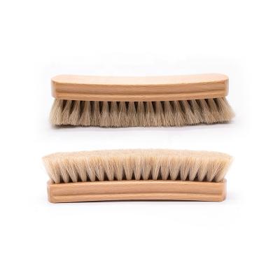 China Professional Shoe Beech Wood Shoe Brush 100% Horse Hair For Cleaning And Care Leather Shoes for sale