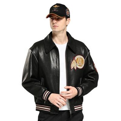 China QUICK DRY 2022 High quality men's real leather Jacket Winter bomber motorcycle 100% sheepskin men's leather jacket for sale